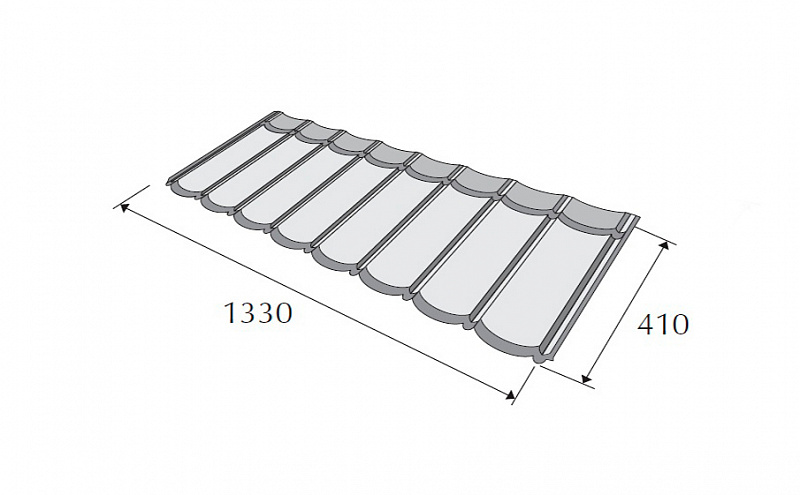 Композитная черепица METROTILE МетроБонд терракотово-желтый, 1330*410 мм
